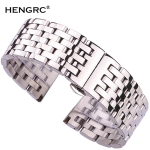 Ремешок из нержавеющей стали для мужских и женских наручных часов, прямой браслет с застежкой, цвет серебристый, розовое золото, 20 мм 22 мм, аксессуары для часов