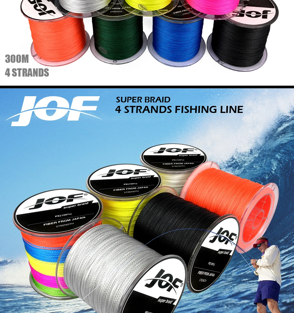 300 м JOF бренд Япония Multifilament PE плетеная леска 10LB до 82LB