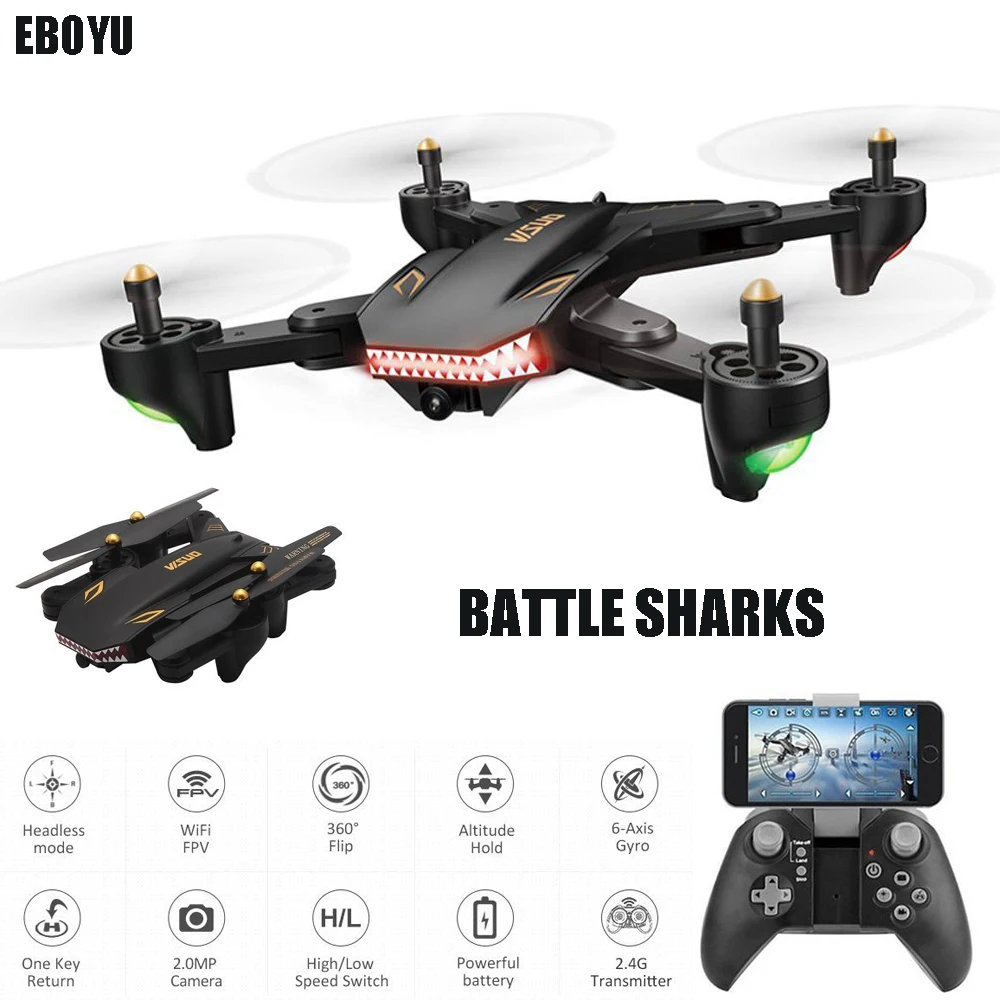 Обновленный VISUO XS809S Радиоуправляемый Дрон с широкоугольной камерой 720P Wifi FPV