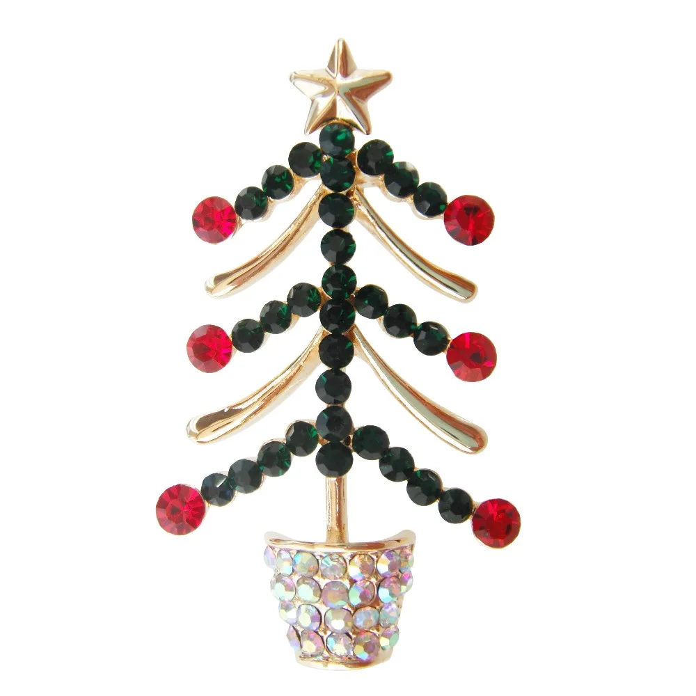 Navachi Красочная рождественская елка желтый GP Брошь со стразами кристаллами Pin