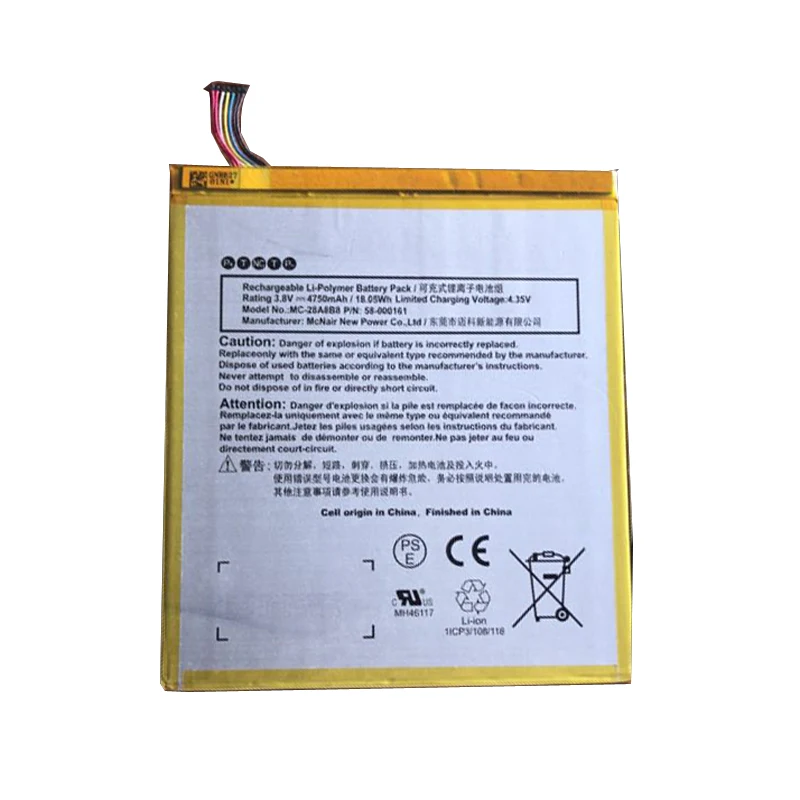 

4750mah Kindle Fire HD 8 6th Gen for amazon Pr53dc Mc-28ab8 58-000161 batteries