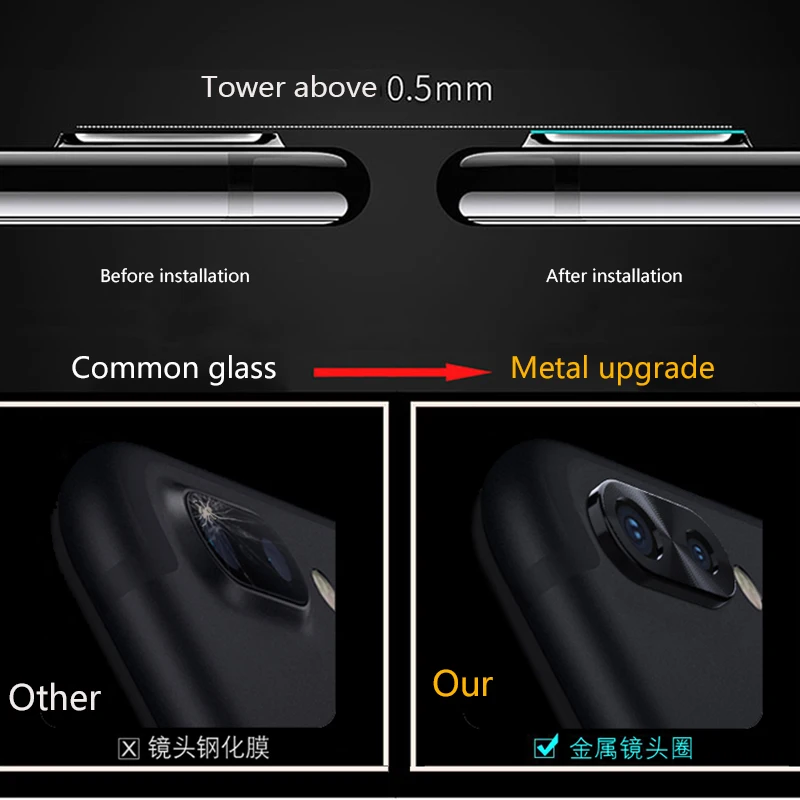 Металлическая защитная пленка для объектива камеры iPhone 7 8 с защитой от царапин