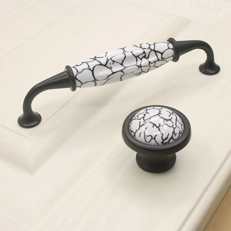 Винтажные черные керамические дверные ручки с трещинами американская ручка для