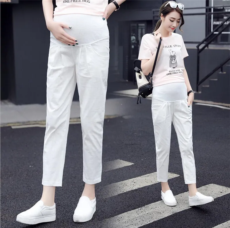 

Plus Size Maternity Pants Pregnant Abdomen pants Office Bell-Bottom High Waist Solid Straight Harem Trousers for Pregnancy Women