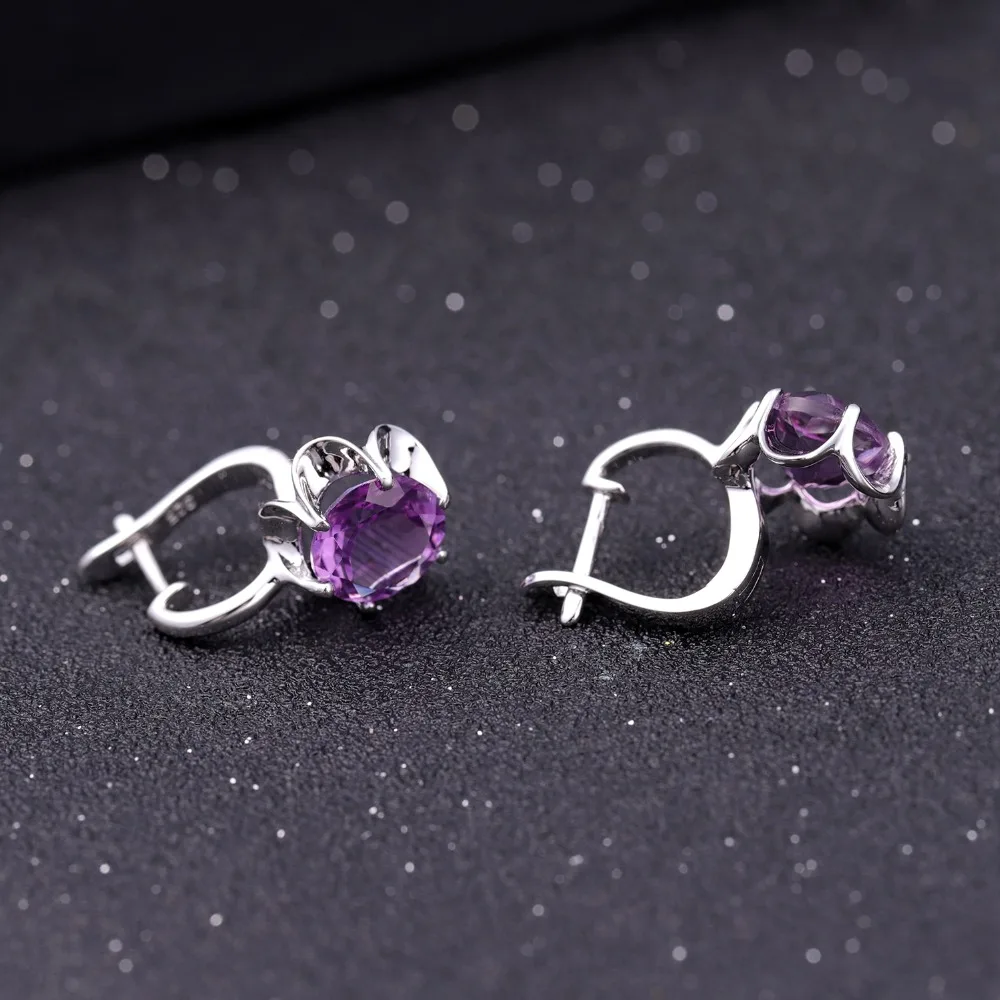 Балетные 925 пробы, серебро, 5.32Ct, натуральный Фиолетовый аметист, цветок, серьги-гвоздики, хорошее ювелирное изделие для женщин, подарок на день Святого Валентина