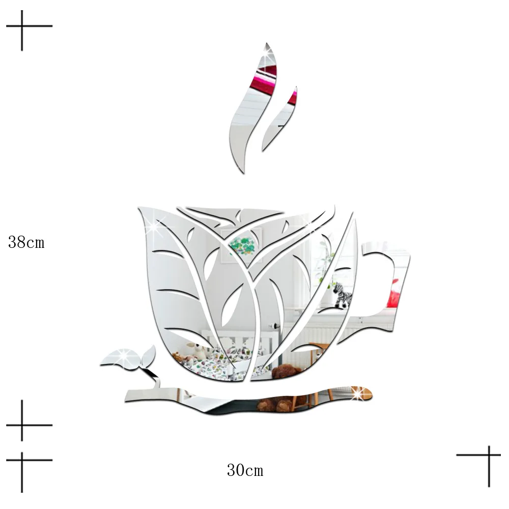 Креативные зеркальные наклейки Funlife с трехмерными кристаллами листьями модель