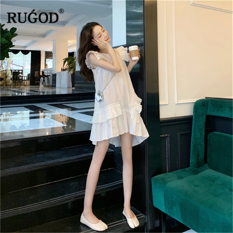Женское платье без рукавов RUGOD однотонное феи с о вырезом прямого кроя