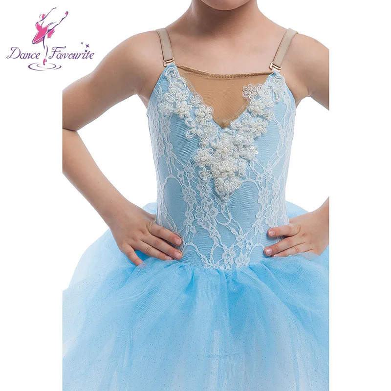 New Pale blue Spandex Bodice Ballet Tutu Women/Child Stage Performance/Competition Costume Ballerina Professional Dance Dress |