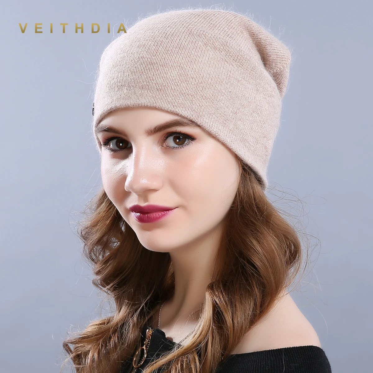 Женские шерстяные шапки VEITHDIA повседневные плотные однотонные вязаные для