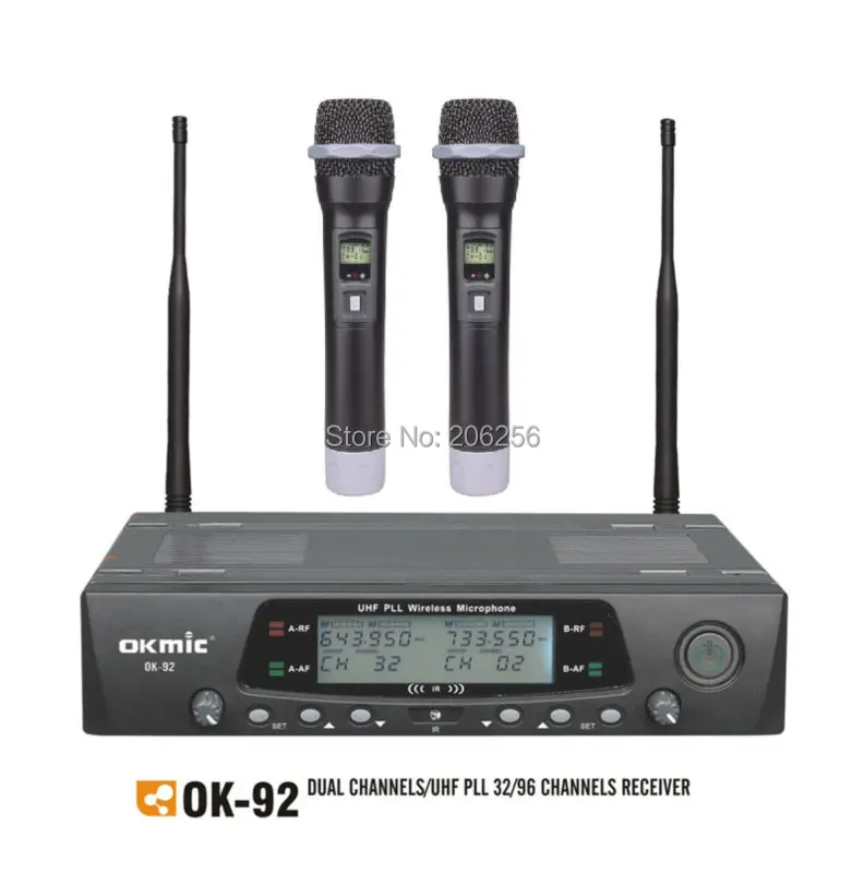 Новинка OKMIC OK-92 Высокое качество беспроводной двойной ручной KTV 32/96 UHF/PLL