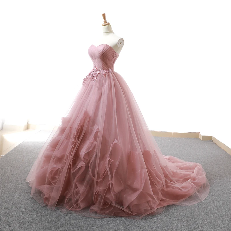 2018 Vintage Blush 3d Floral Applique Evening Pageant Dresses Modest Dubai Arabic Occasion Prom Dresses Long Party Dresses