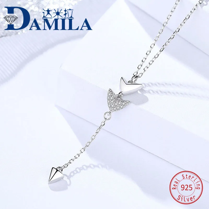 

Fashion S925 sterling silver cz heart pendant necklace for women Crystal pendants necklace jewelry anniversary Engagment gift
