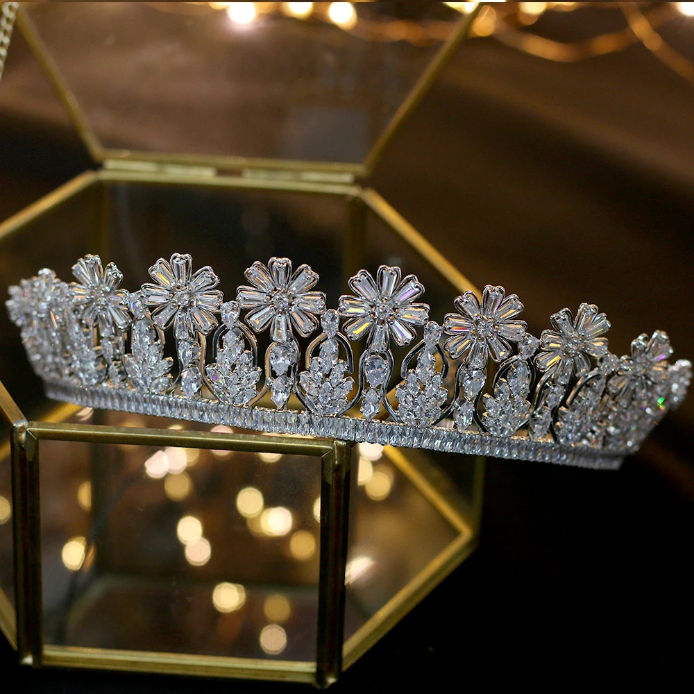 Asnora Luxury Cubic Zirconia Bridal Tiara Crown 2019 Aksesoris Rambut Pernikahan Headband Kecantikan Perhiasan Headwear Crowns | Украшения