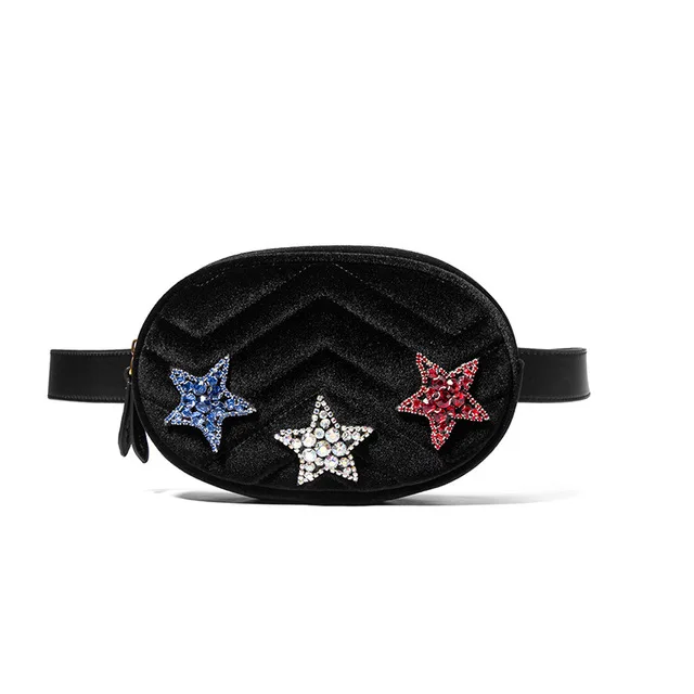 Velvet Black Star XMESSUN Женская поясная сумка женская круглая поясная сумка Роскошная брендовая Новая модная дизайнерская качественная бархатная поясная сумка женская - Цвет: Velvet Black Star
