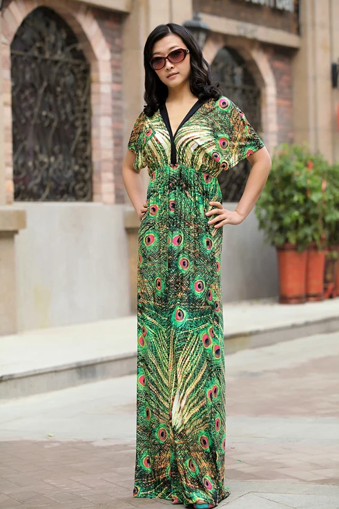 Летнее платье 2020 размера плюс в богемном стиле с цветочным принтом и длинными