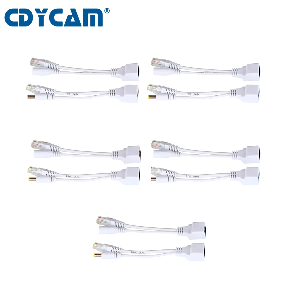 Cdycam 10 шт.(5 пар) POE сплиттер POE переключатель POE кабель адаптер экранированная лента 5 в 12 В 24 в 48 в кабель питания 5,5*2,1 мм POE7005