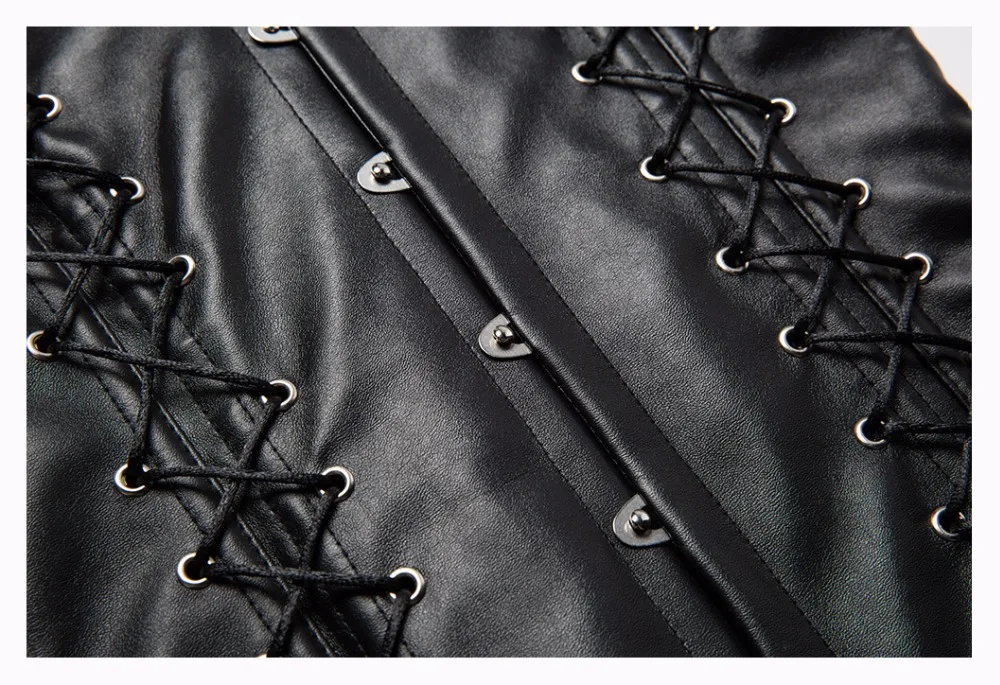 Женский ретро-корсет в стиле стимпанк из искусственной кожи с воротником |