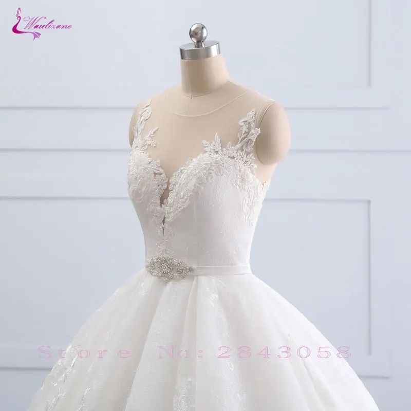 Waulizane Charming Silky Tulle Scoop Ball Gown Wedding Dresses Shiny Beading Sashes With Button Sleeveless Princess Bride Dress | Свадьбы и