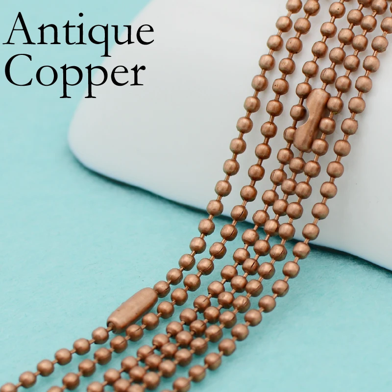 Antique Copper 20 шт-8 цветов 2,4 мм ожерелье с шариковой цепочкой, 24 дюйма и 30 дюймовый шарик цепь, 2,4 мм Шаровая цепь-серебро, золото, бронза, медь, черный - Окраска металла: Antique Copper