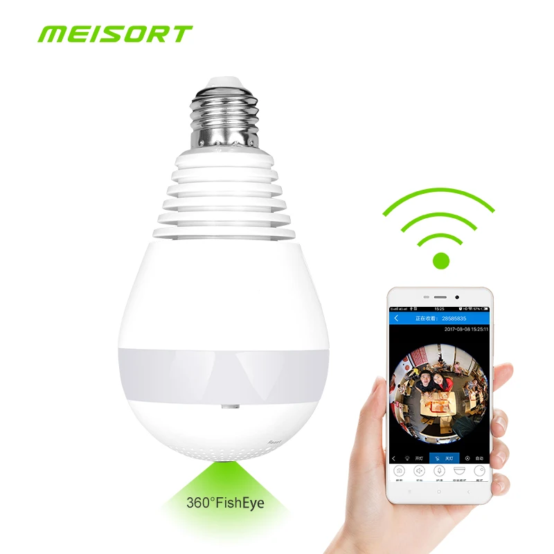 Meisort светодиодный лампы мини рыбий глаз 360 градусов IP Камера Wi Fi Беспроводной сети