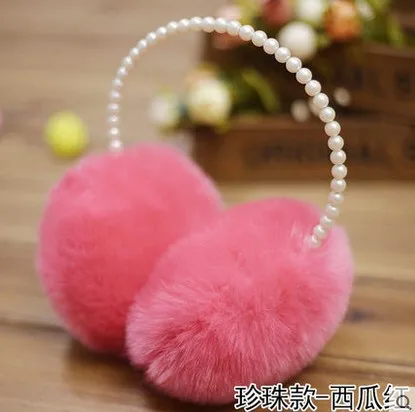 Меховые наушники зимние жемчужные детские из искусственного меха плюшевые