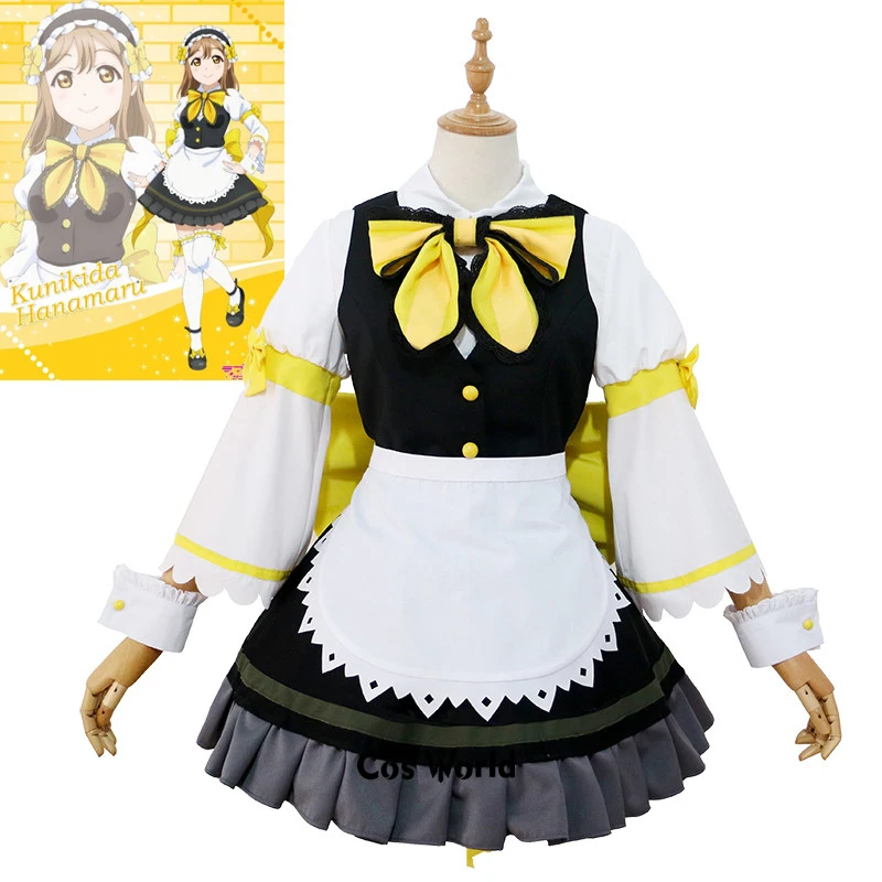 Love Live Sunshine Aqours Kunikida Hanamaru платье для горничной униформа наряд аниме костюмы