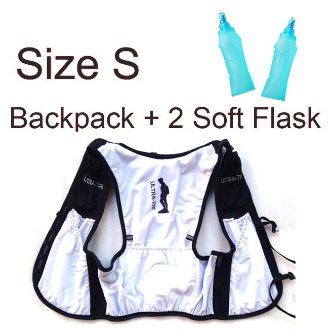 S with Flasks ULTRA-TRI, гидратация, рюкзак для бега, жилет, белый цвет, для бега, легкая, для марафона, для гонок, Mochila, спортивная сумка, Speedvest, 8L - Цвет: S with Flasks