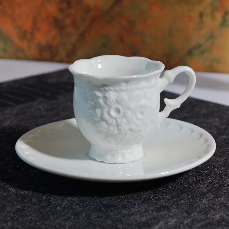 

51-100ML espresso cup Italian coffee cup dish relief ceramic cup dish set small coffee cup dish tea cup set