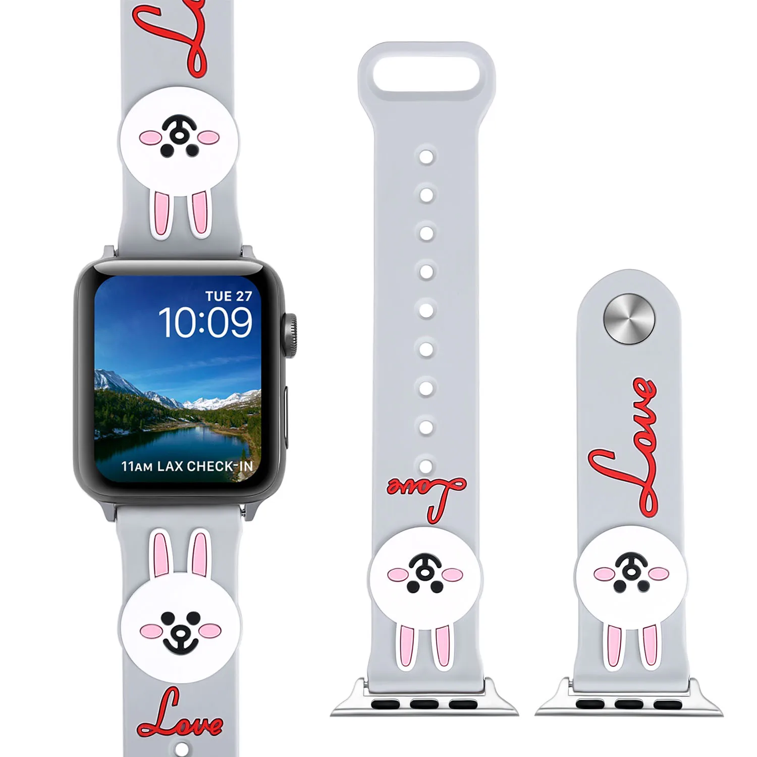 Милый мультяшный Кролик Силиконовый ремешок для Apple Watch Series 4 3 2 1 лента кролик