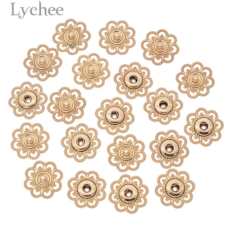 10 шт. металлические кнопки в форме цветка Lychee Life золотистые/Серебристые для шитья