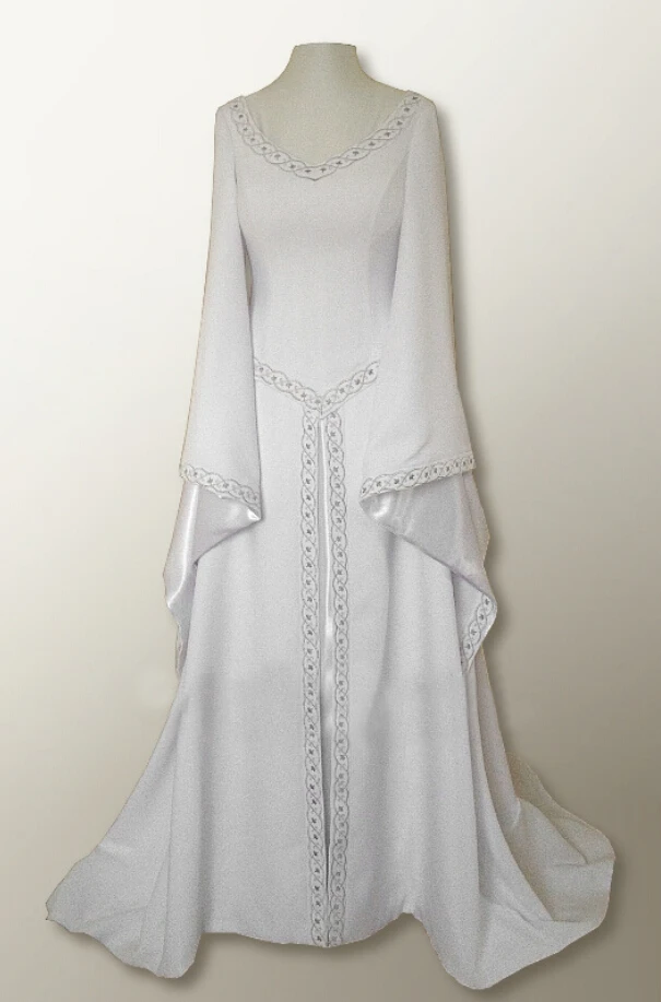 Платье с v-образным вырезом и длинными рукавами рукав-труба средневековое платье