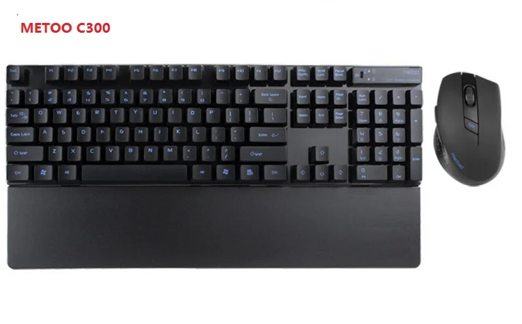Черно белая Беспроводная игровая клавиатура Metoo C300 + мышь комбинированный набор