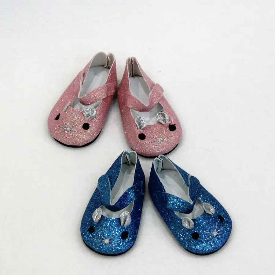 

Styles Of Cool Glitter Leather Shoes For 18 inch United States Girl Doll For Baby Gift 43cm New Born Doll Accessories Toy