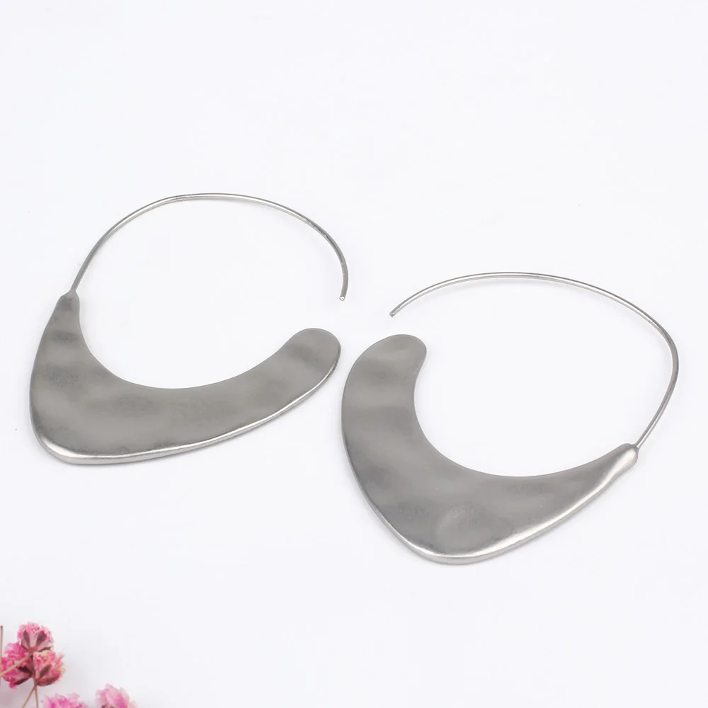 Новые корейские круглые висячие серьги FINE4U E078 из нержавеющей стали для женщин