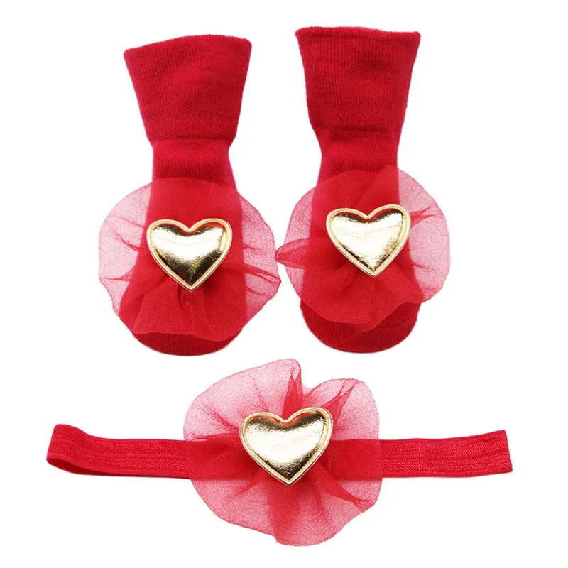 1 пара детских носков + лента для волос весенние хлопковые носки новорожденных
