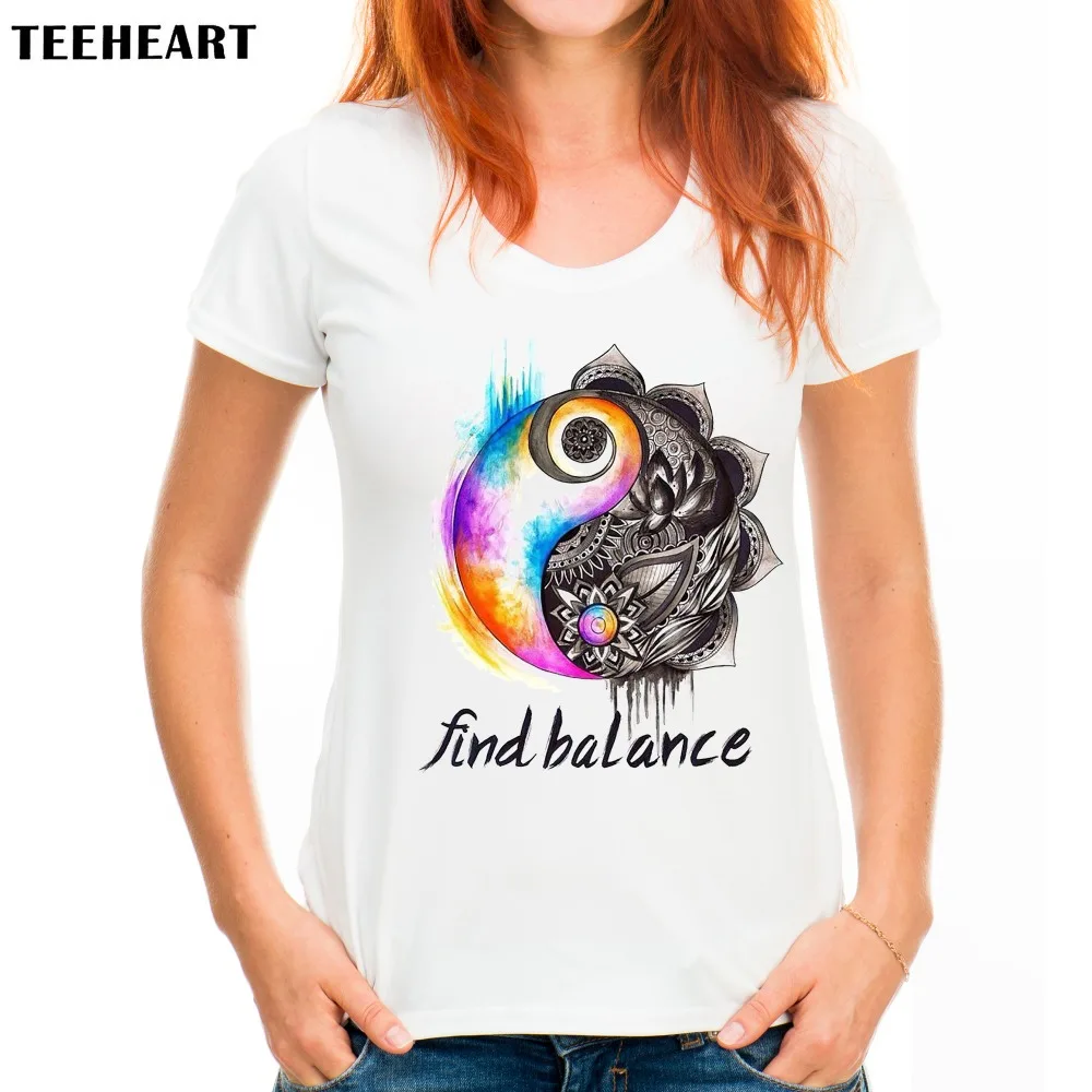 TEEHEART Женская летняя футболка найти баланс топ тройники PX333|top tees|women summer t shirtsummer shirt
