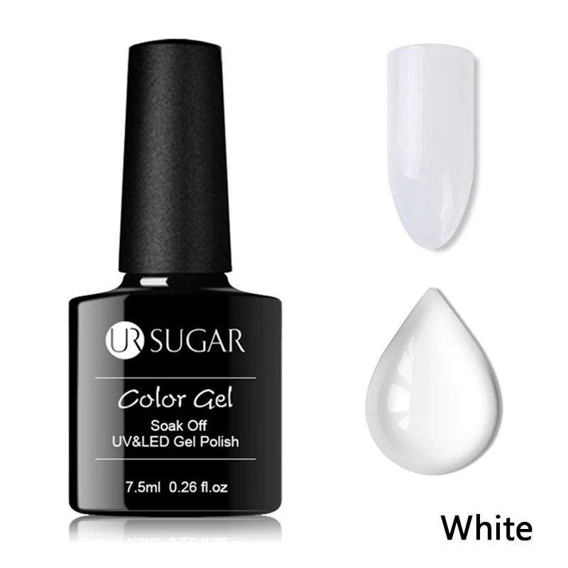 Ur Sugar 7,5 мл голографический Желейный Гель-лак для ногтей Блестящий Гель-лак фиолетовый розовый замачивающийся УФ-Гель-лак сделай сам - Цвет: White