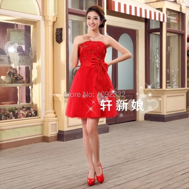 Женское свадебное платье размера плюс s красное короткое с открытой спиной на