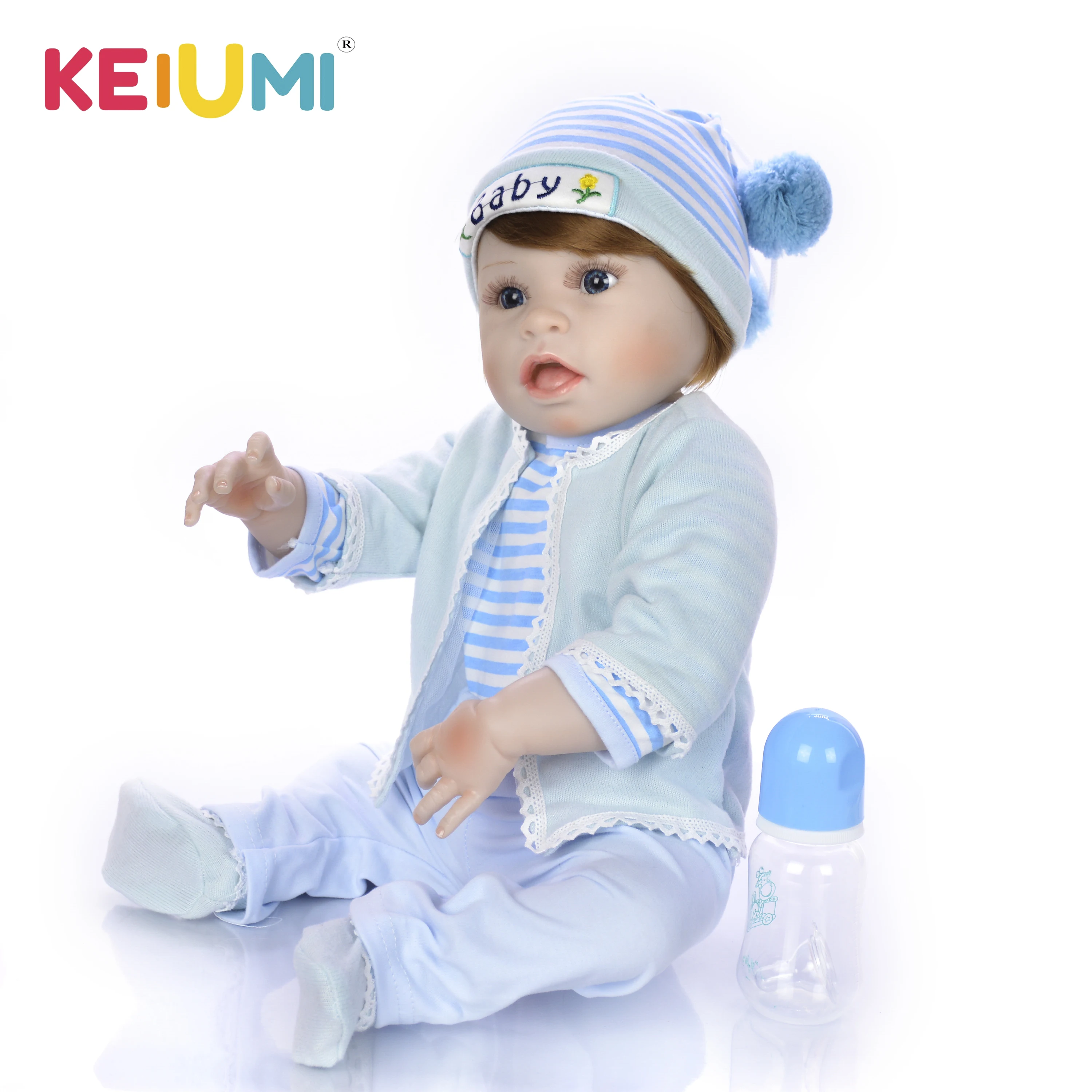 KEIUMI 23 дюймов полное тело кремния Reborn Реалистичная кукла сюрприз Boneca куклы на день