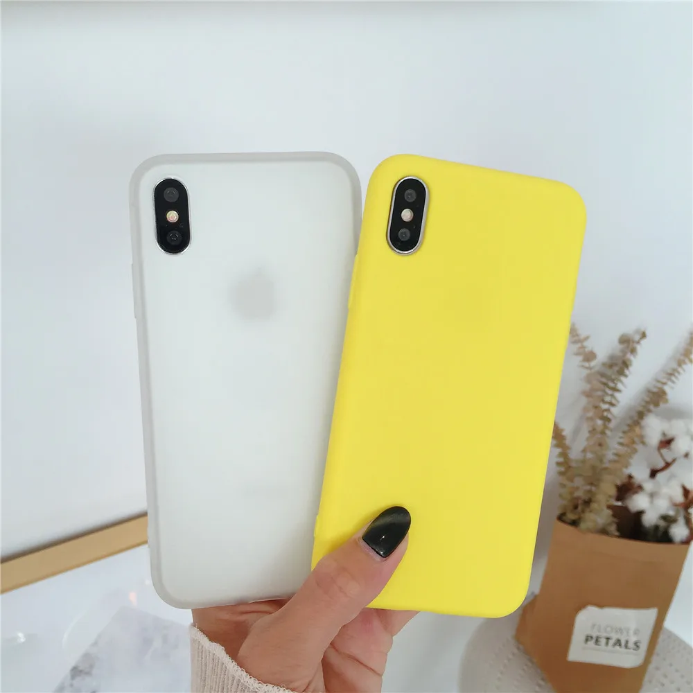 Для iPhone 7 Чехлы милые модные яркие чистые цвета силиконовый чехол для X 8 6 S Plus