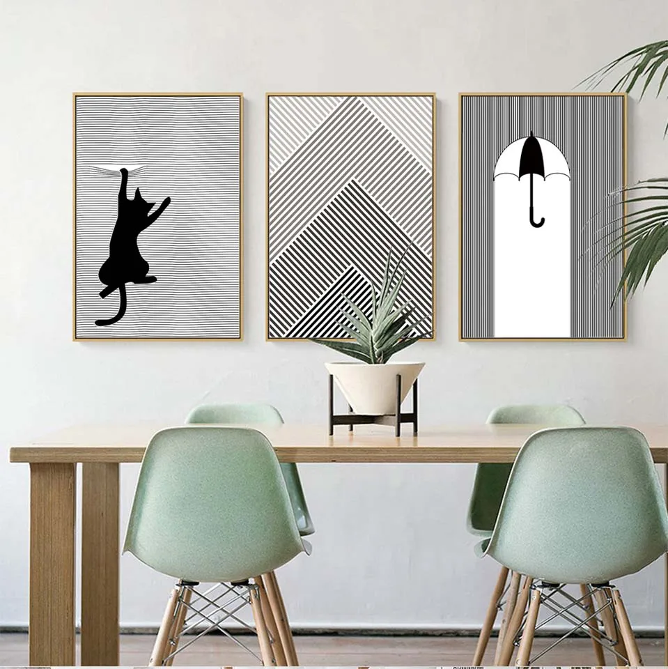 Vinsonloud Home Decoration Poster Prints Wall Art Canvas Spray Paintings Pictures Black and white line creative animals | Дом и сад