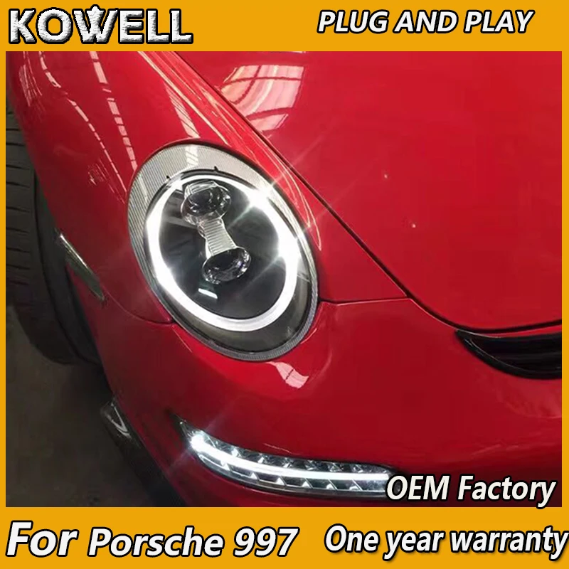 KOWELL автомобильный Стайлинг для Porsche 997 фара 2005 2009 головная лампа СИД DRL Передняя