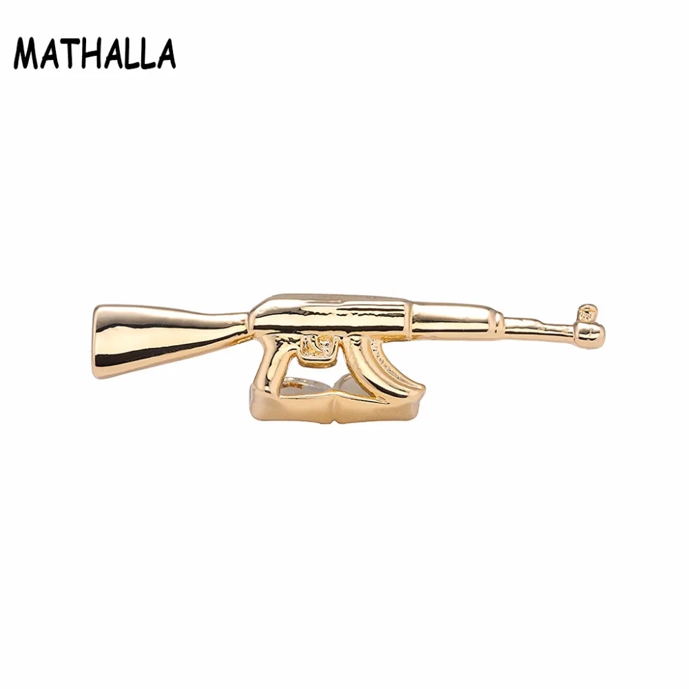 

MATHALLA Hip-Hop Tooth Grillz Creative Rifle Model Gold Tooth Hip-Hop Wear Fashionable Top Golden Silver Grillz