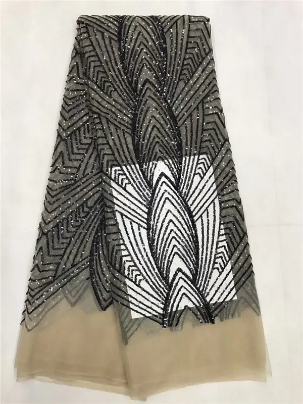 Африканский французский Кружево Ткань с блестками Высокое качество тюль 5 ярдов