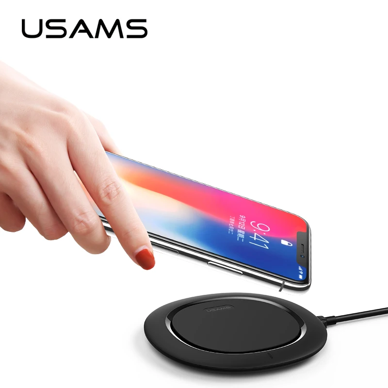 Оригинальное Беспроводное зарядное устройство USAMS Qi для iPhone X 8 Plus Samsung Galaxy S8/S8 +/S7