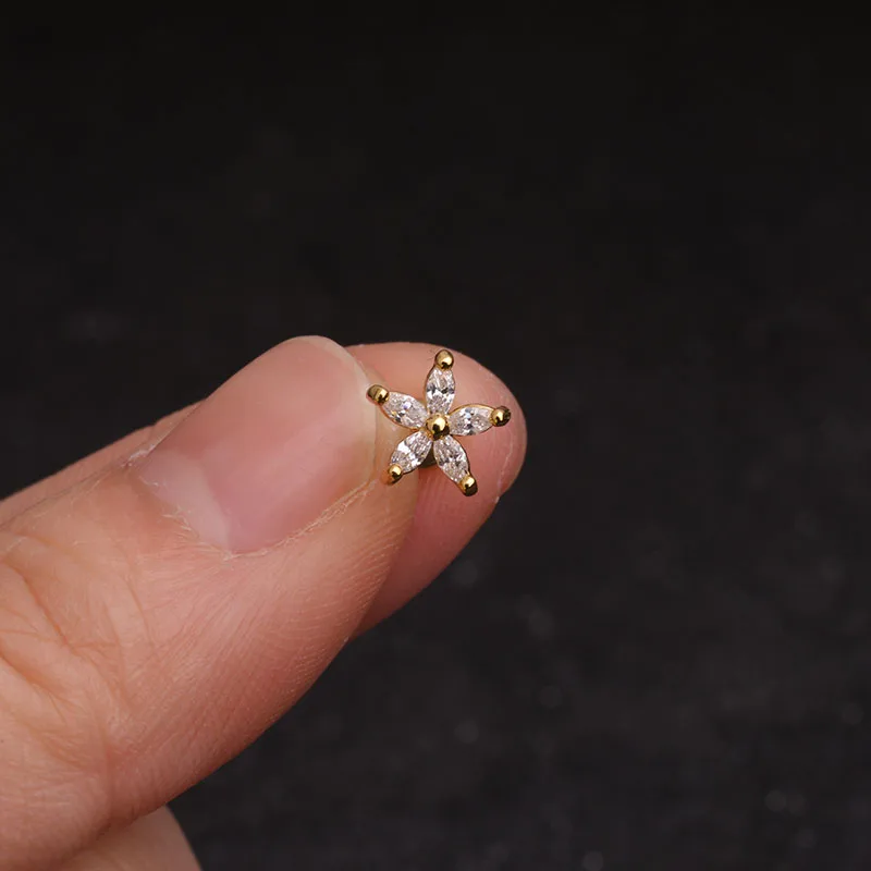 Серьги гвоздики Sellsets для пирсинга изящные украшения прокола козелка ушной