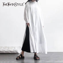 Женская длинная рубашка TWOTWINSTYLE Тонкая Блузка миди с высоким