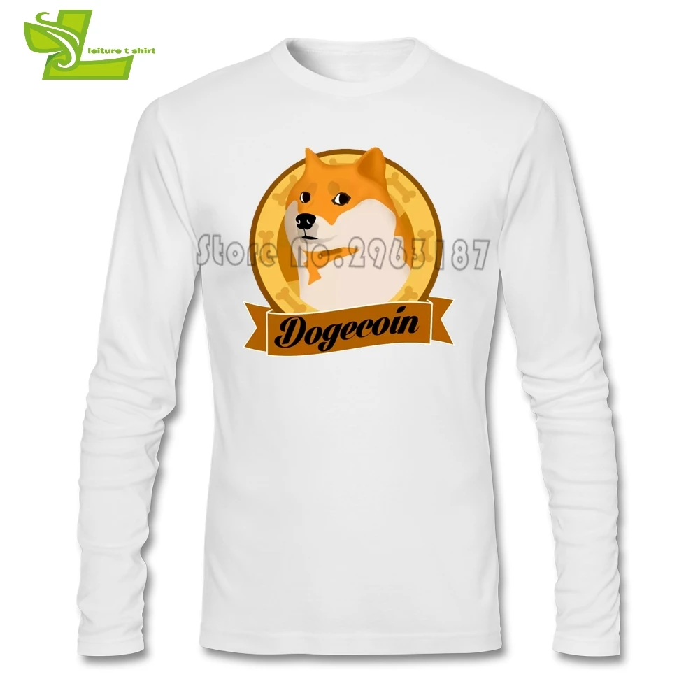 Мужская футболка Dogecoin To The Moon повседневные обычные топы с длинными рукавами и