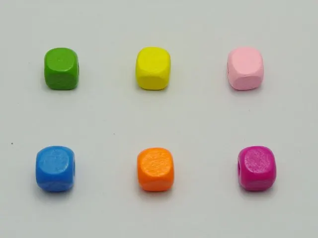 100 Смешанные яркие разноцветные 10 мм фотообои ~ деревянные бусины|wood cube beads|beads
