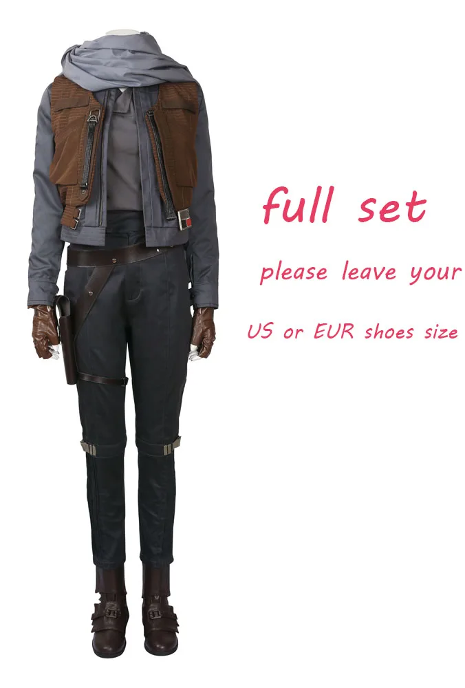 full set Rogue One A Star Wars Story Косплей Костюм Jyn erso Косплей Женский костюм карнавальный костюм Хэллоуина на заказ - Цвет: full set
